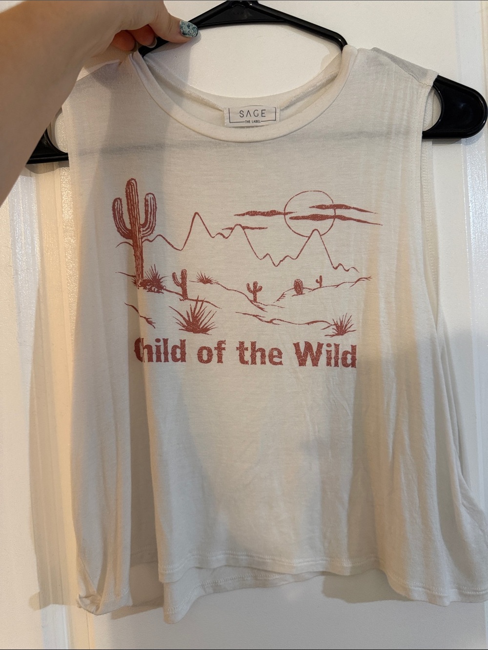 Sage Cream Tank with Rust Desert Graphic